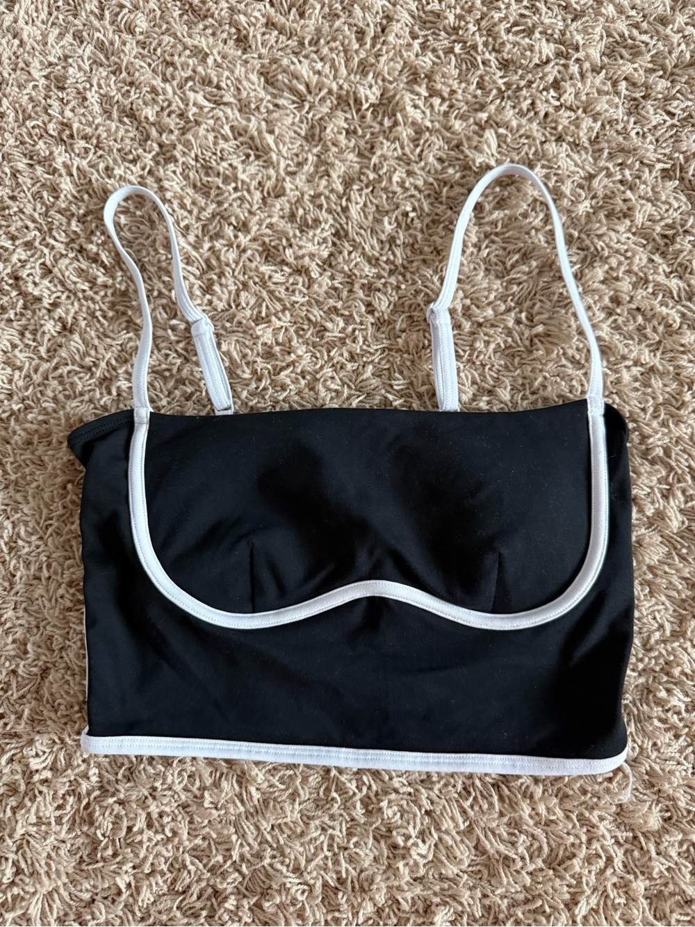 ALO Yoga Black Bandeau Bralette with White Trim